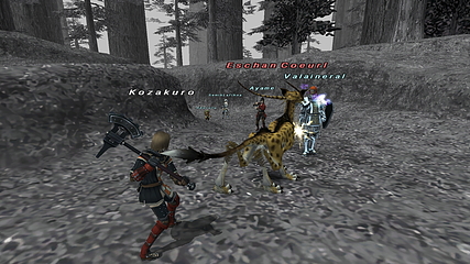 Anubis taking on a Coeurl in the ominous Escha Zi'tah