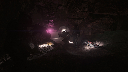 Anubis, BlackDove, M.Steiner & Paryl explore a cave together
