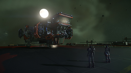 BlackDove & M.Steiner admiring Paryl's Argo MOLE mining ship